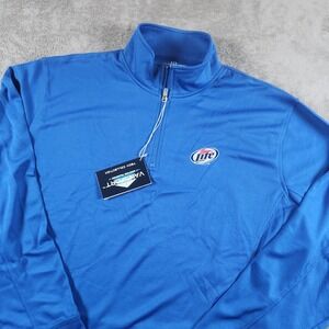 Mens VanSport Performance Miller Lite size XL Blue 1/4 Zip Pullover Tech Shir